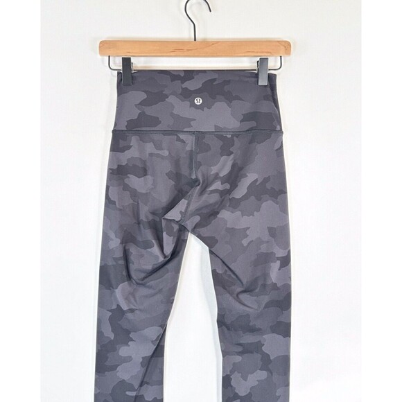 Lululemon Women Leggings Gray Wunder Under Crop Camo Pull On Stretch Yoga Size 4 - Picture 8 of 11